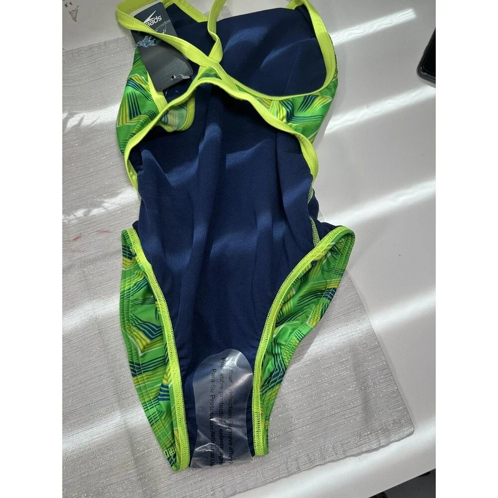 Speedo Womens One Piece Swimsuit Size 28 Vibrant Lime Athletic Fit New
